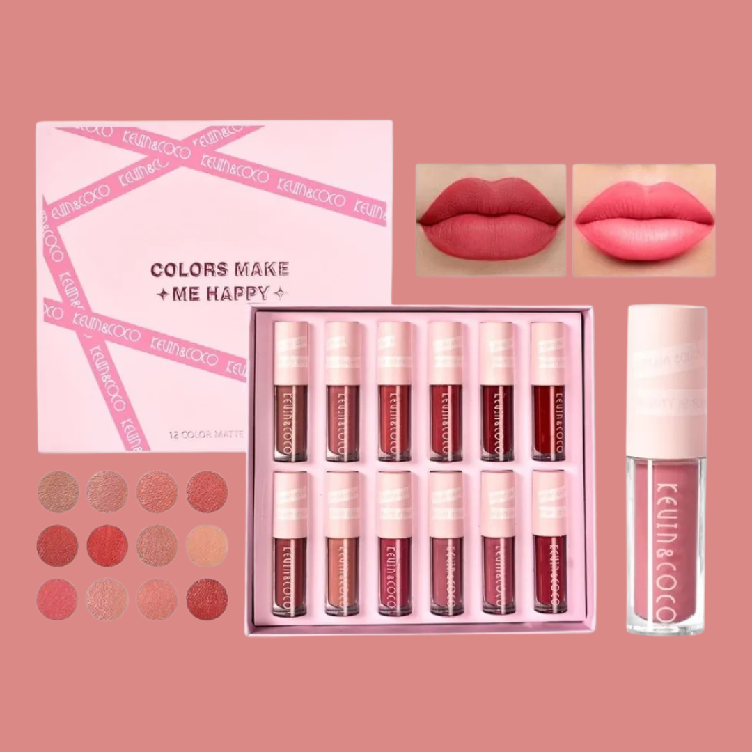 SET 12 LABIALES MATTE LIP GLOSS KEVIN & COCO 💫